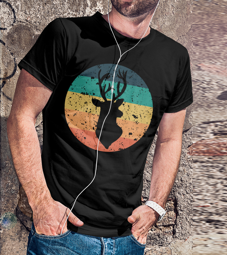 Retro Vintage Distressed Buck Silhouette Circle T-Shirt