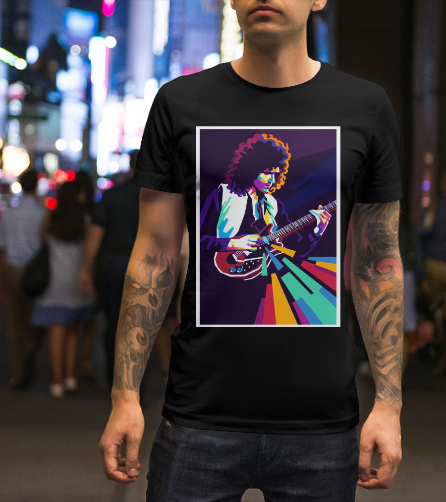 Brian May Colorful Guitarist Pop T-Shirt