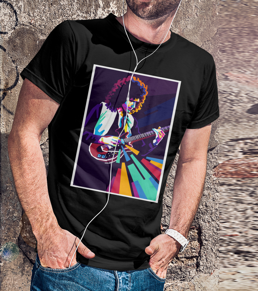 Brian May Colorful Guitarist Pop T-Shirt