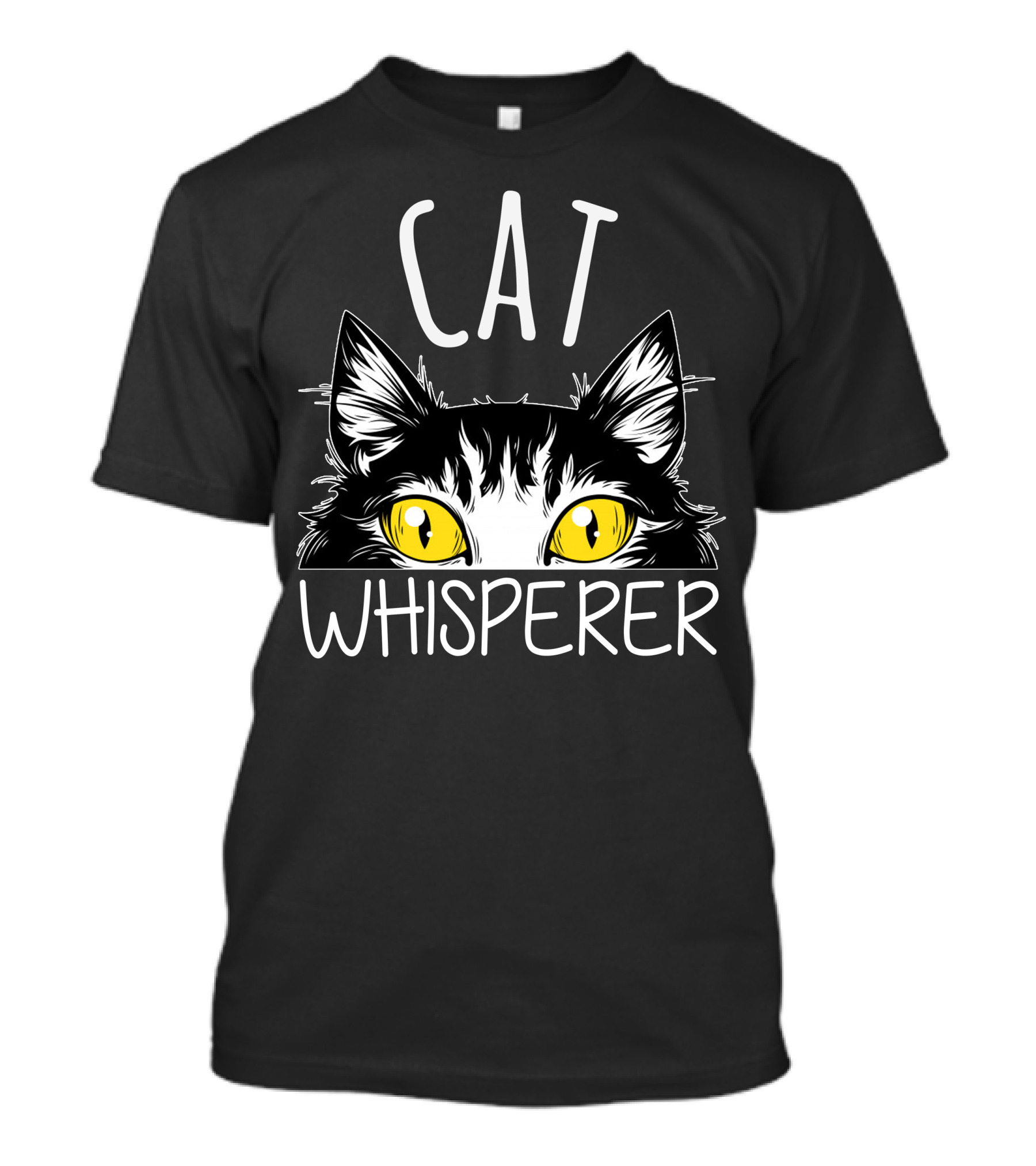 Cat Whisperer Cat Eyes Yellow On Dark T-Shirt