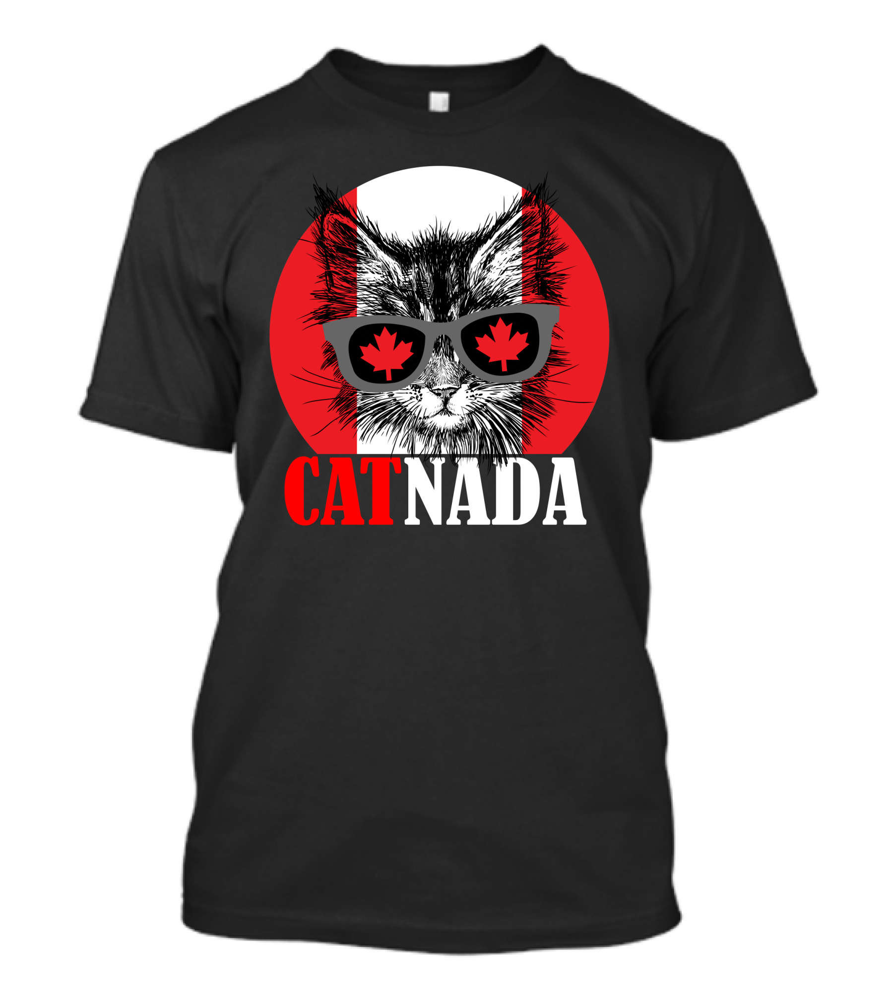 Catnada Canada Cat Maple Leaf Sunglasses T-Shirt