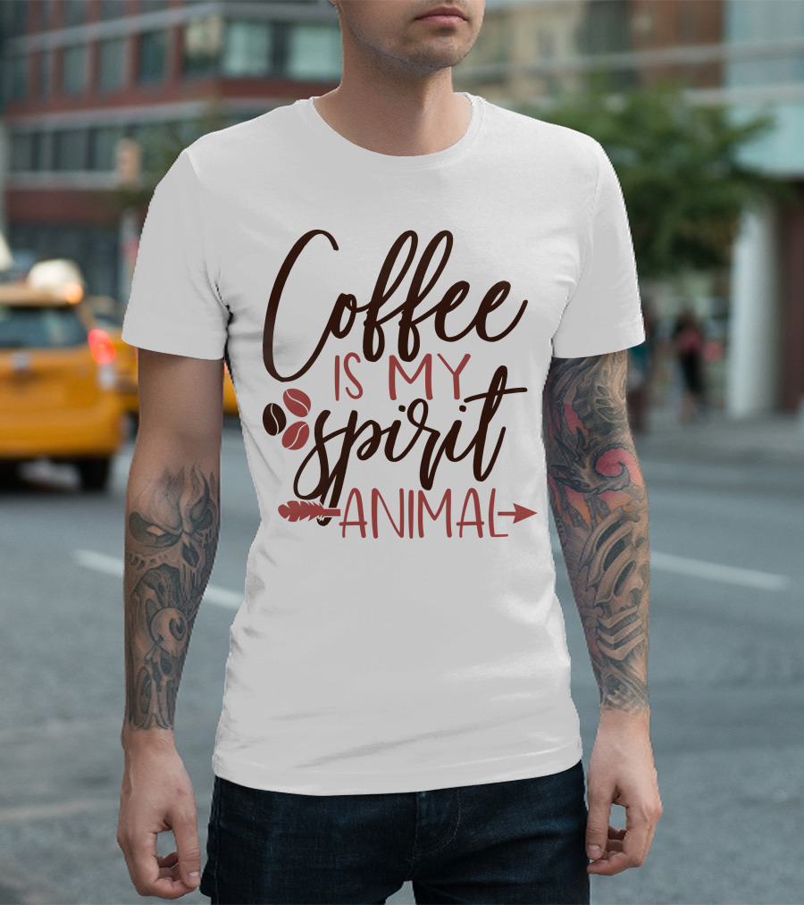 Coffee Is My Spirit Animal Beans Arrow Feather T-Shirt
