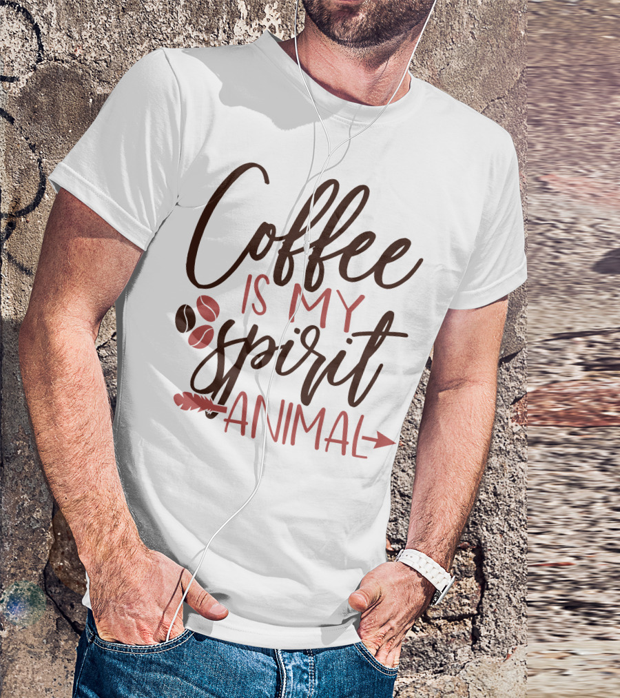 Coffee Is My Spirit Animal Beans Arrow Feather T-Shirt