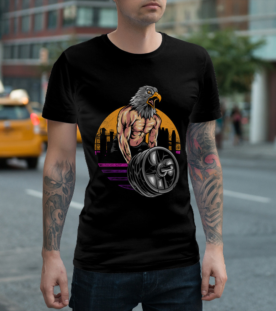 Eagle Gym Powerlifting City Skyline Fitness T-Shirt