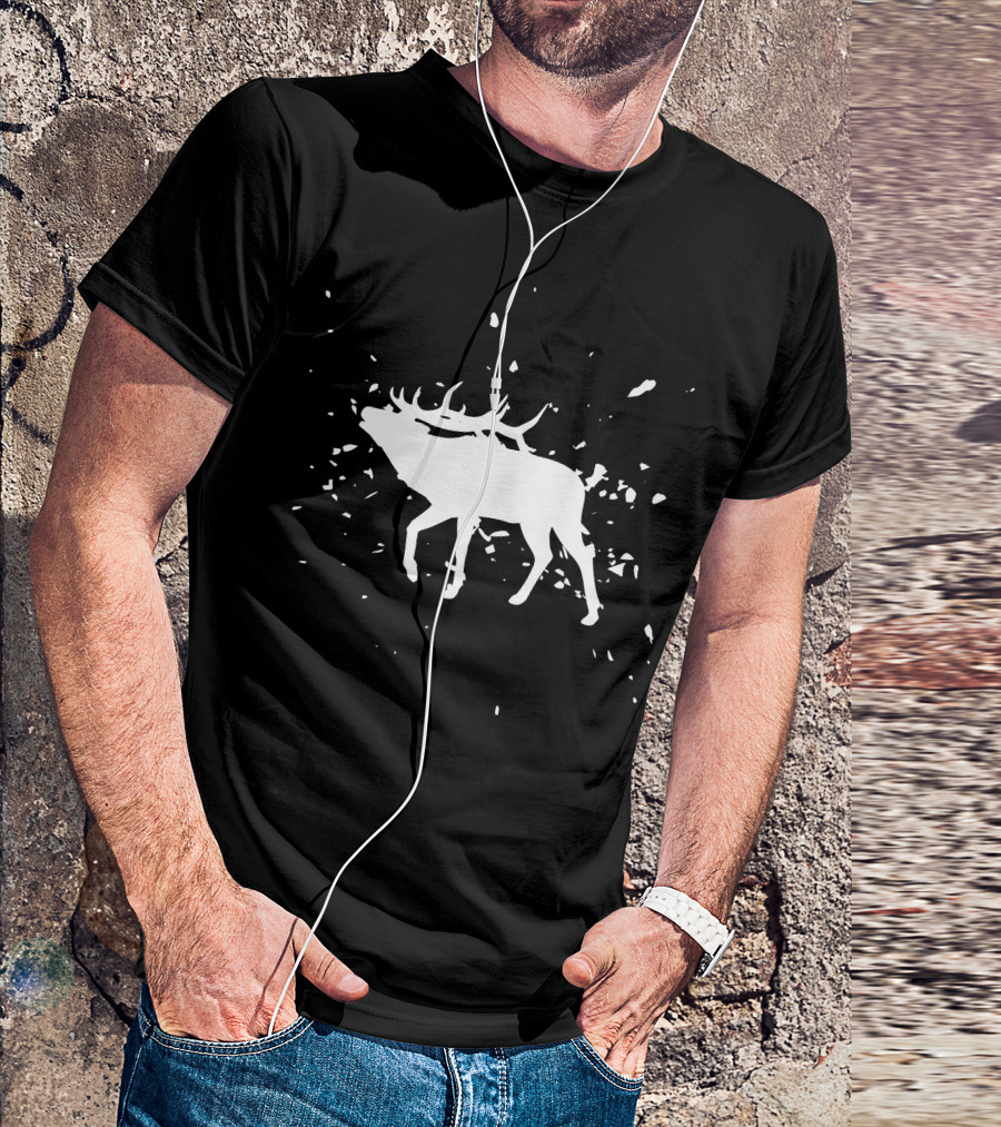 Elk Hunt Hunter Silhouette Explosion T-Shirt