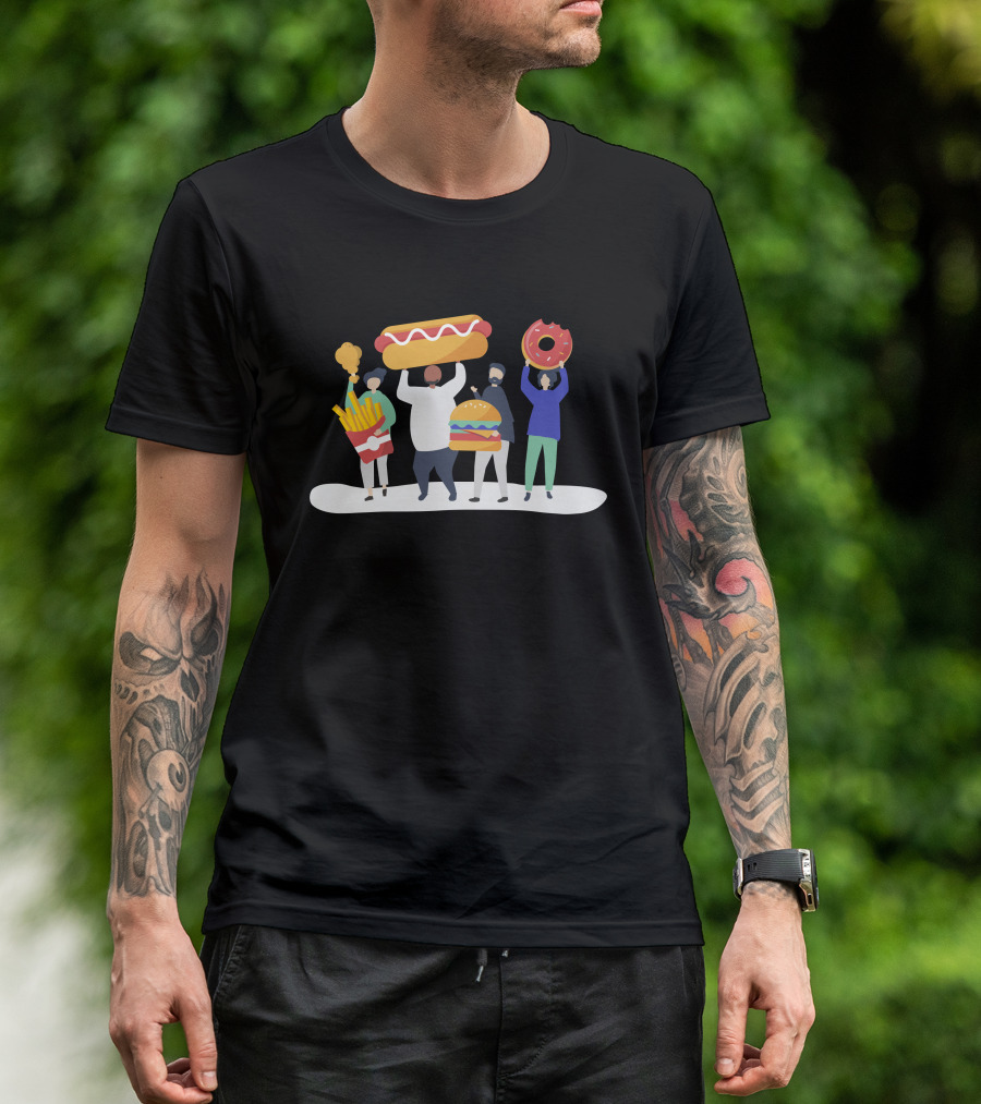 Food Love Fries Hotdog Hamburger Donut T-Shirt
