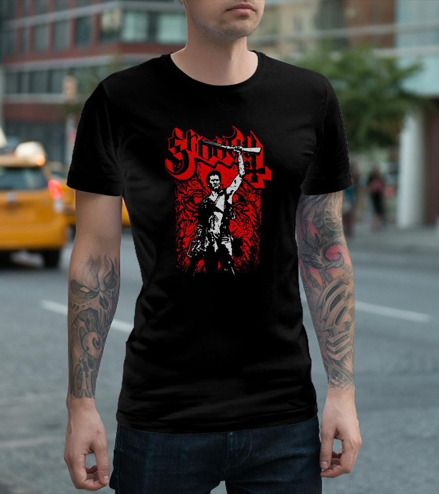 Groovy Metal Dead Evil Ash Chainsaw Boomstick T-Shirt