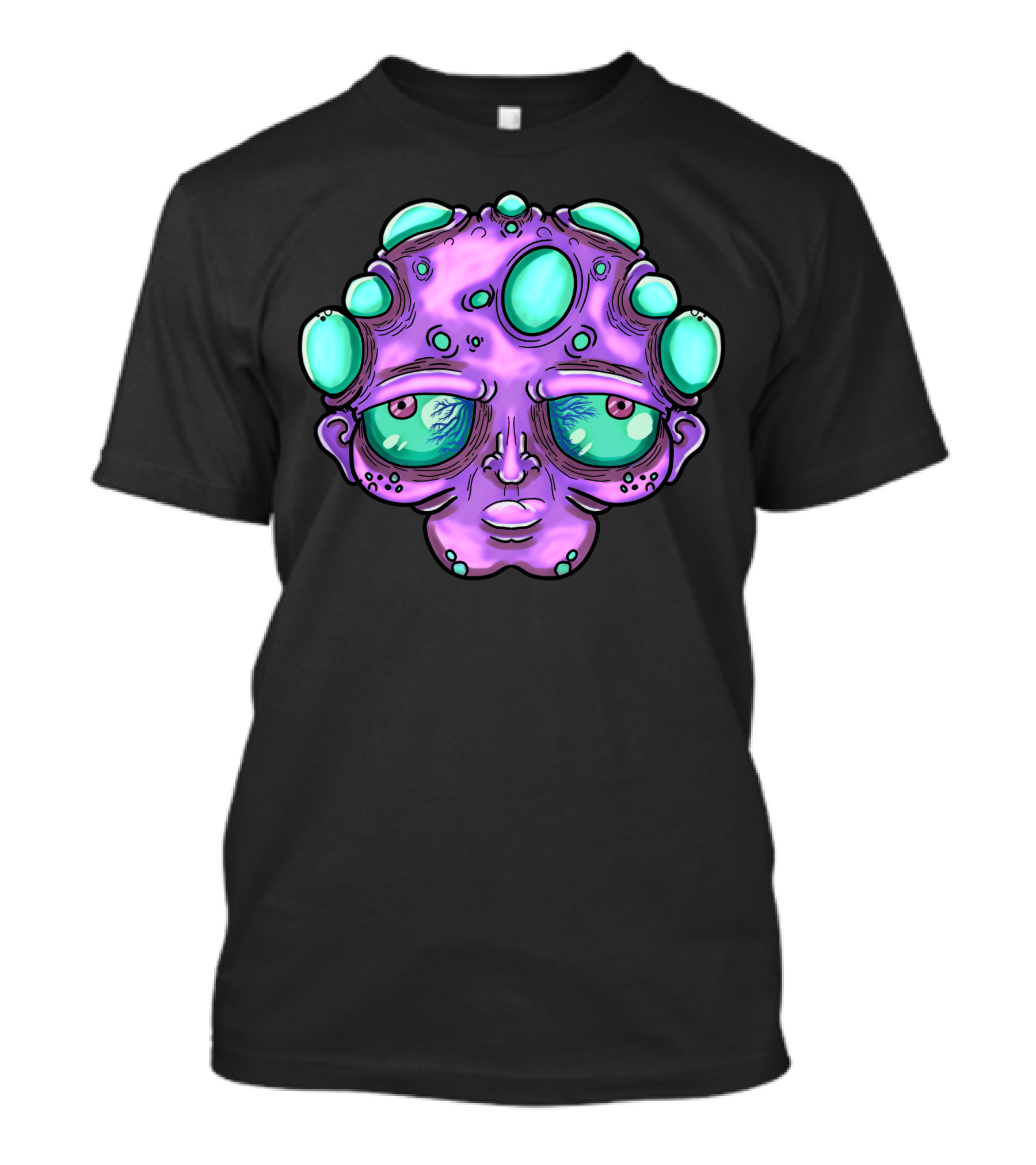 Bloobman Alien Creature With Purple And Green Features T-Shirt