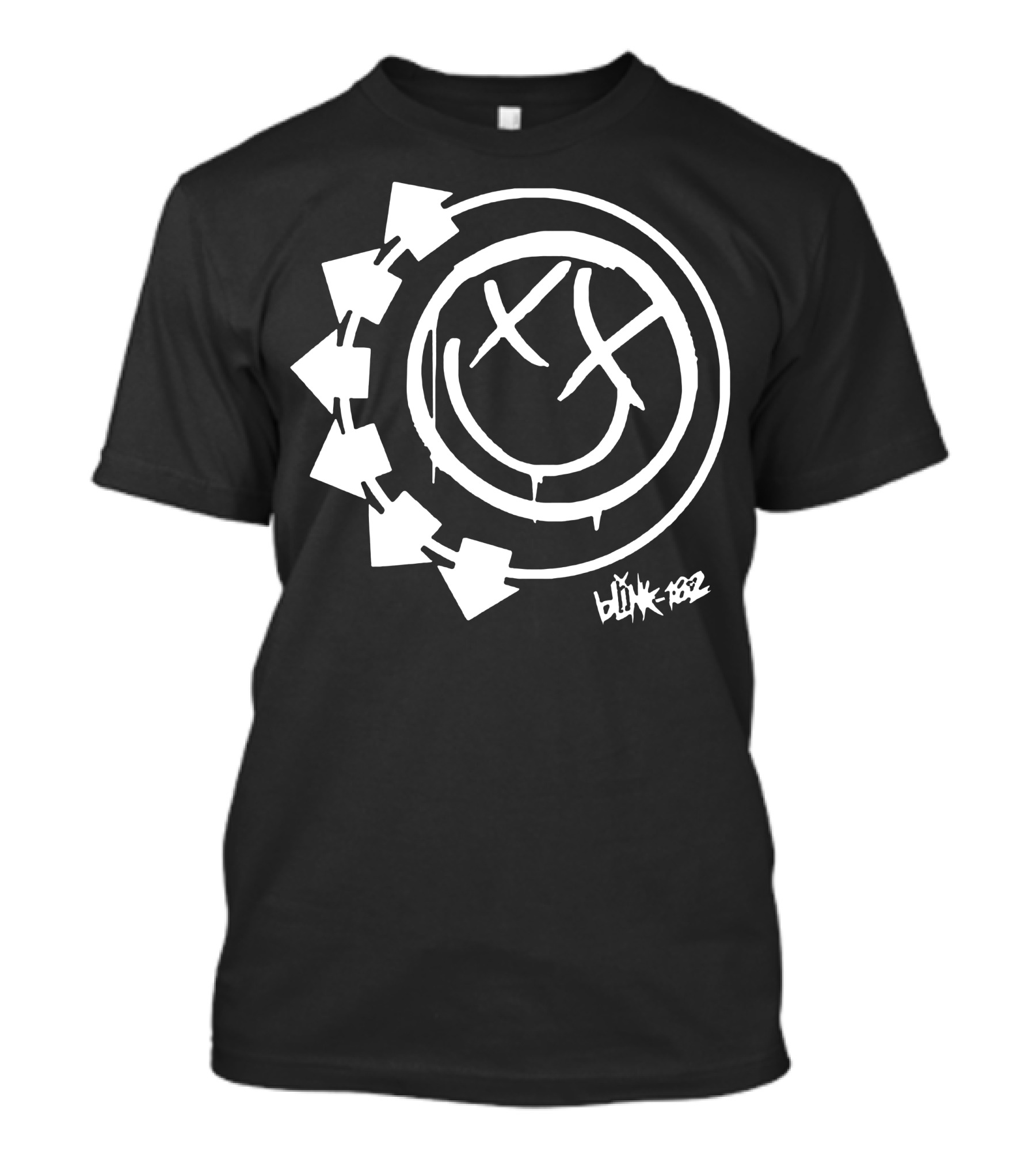 Blink 182 White Logo Arrows And Smiley Face T-Shirt