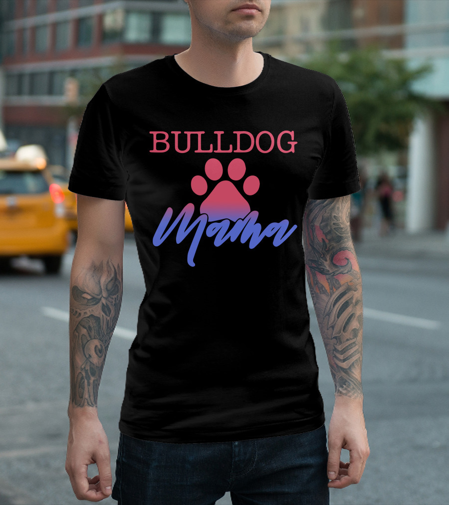 BULLDOG Mama Paw Print Gradient T-Shirt