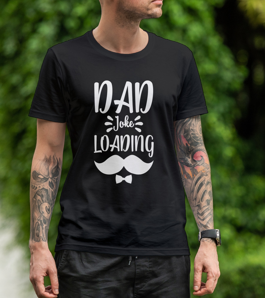 DAD JOKE LOADING Mustache Bow Tie T-Shirt