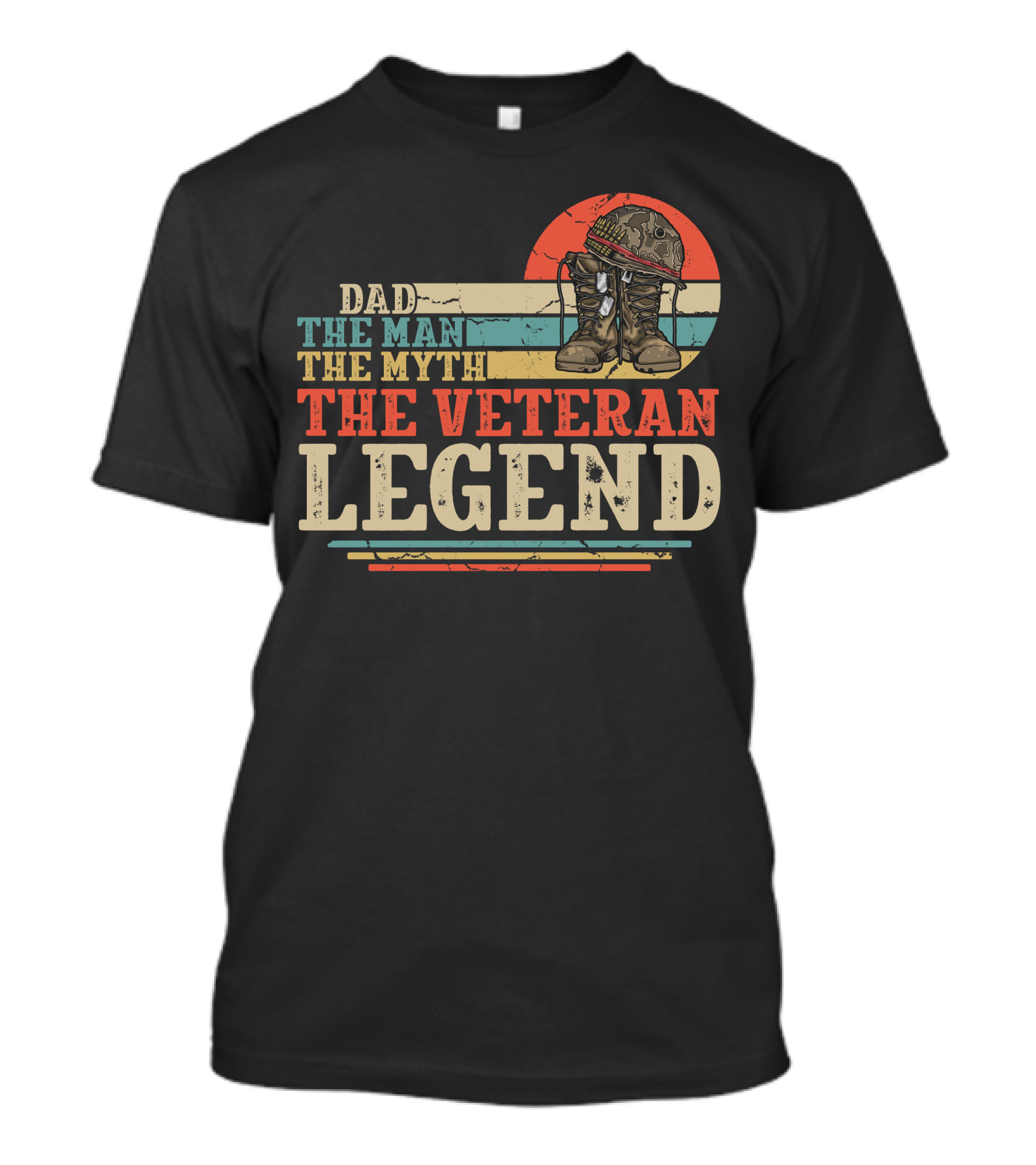 Dad The Man The Myth The Veteran Legend Vintage Boots And Helmet T-Shirt