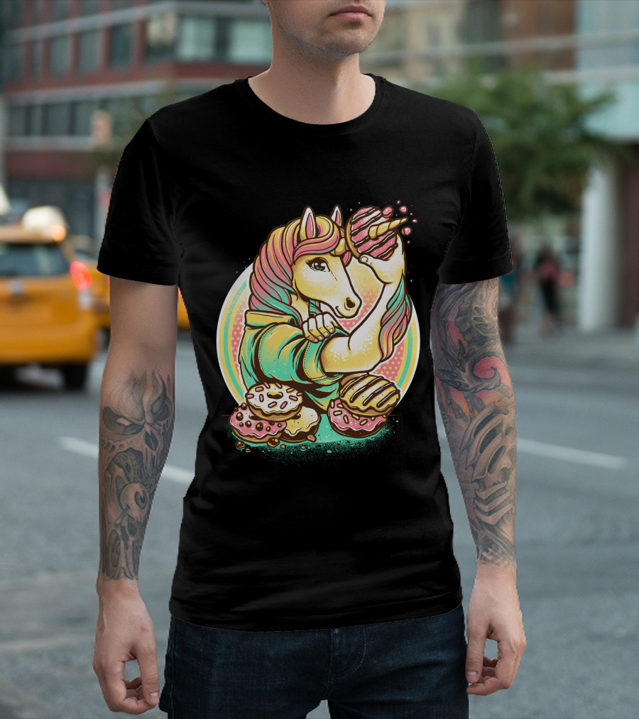 Dough It Unicorn with Doughnuts Mane and Colorful Donuts T-Shirt