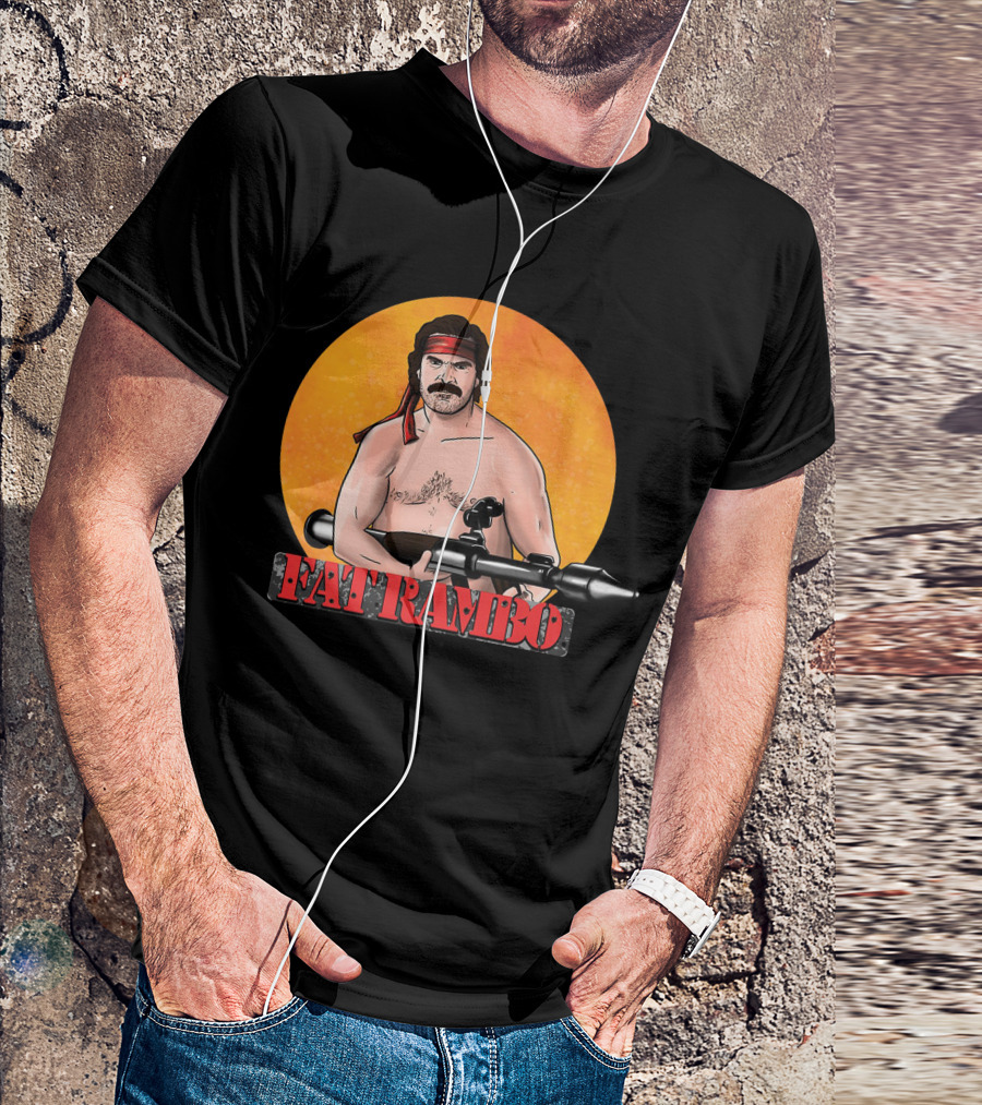 Fat Rambo Rocket Launcher Cartoon T-Shirt