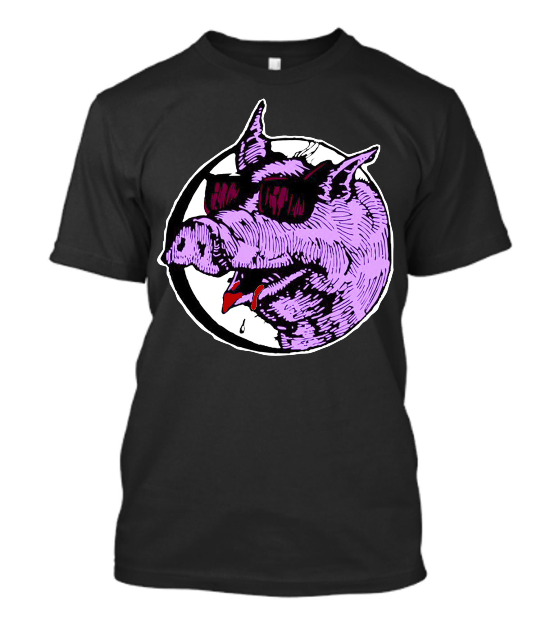 Purple Sunglasses Pig With Drool T-Shirt