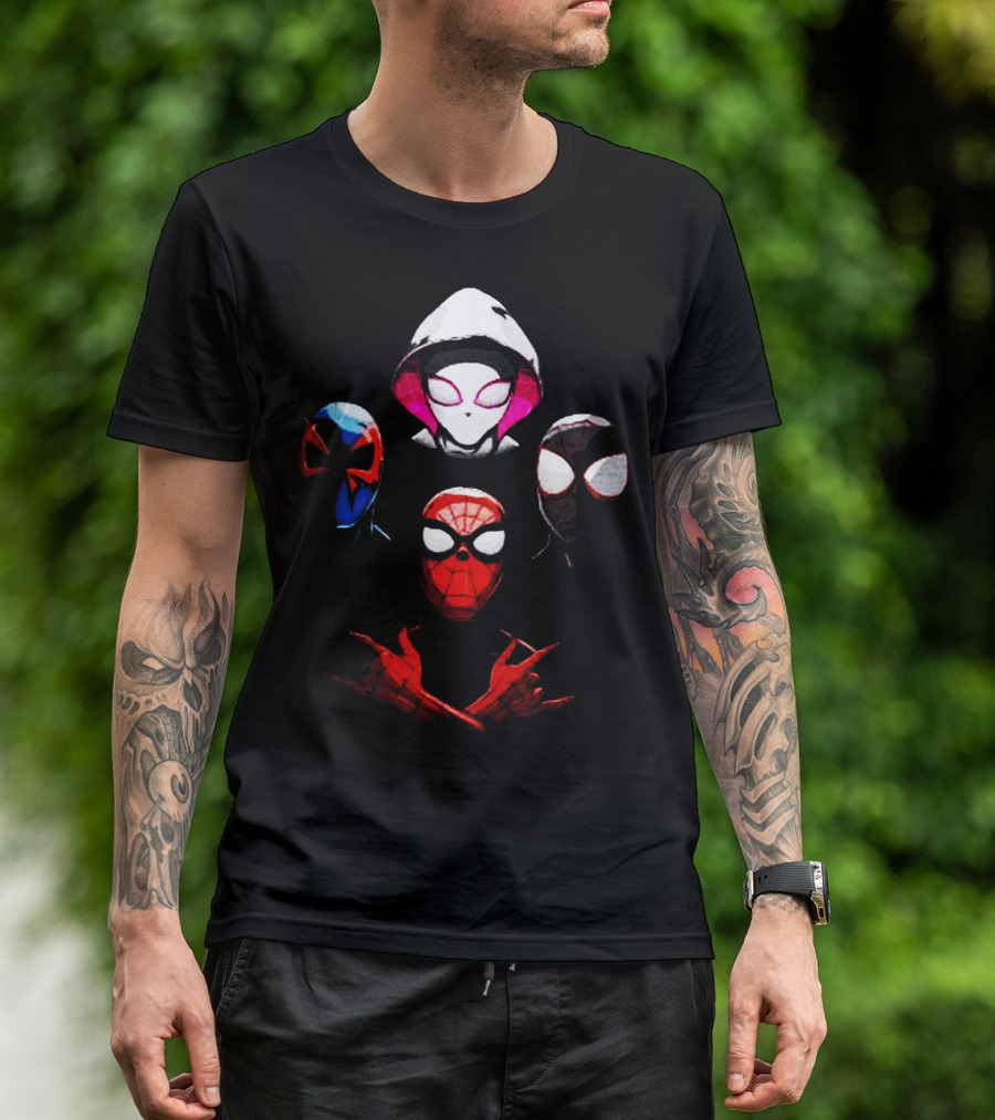 Funny Heroes Rhapsody Spider Iconic Masks Faces T-Shirt