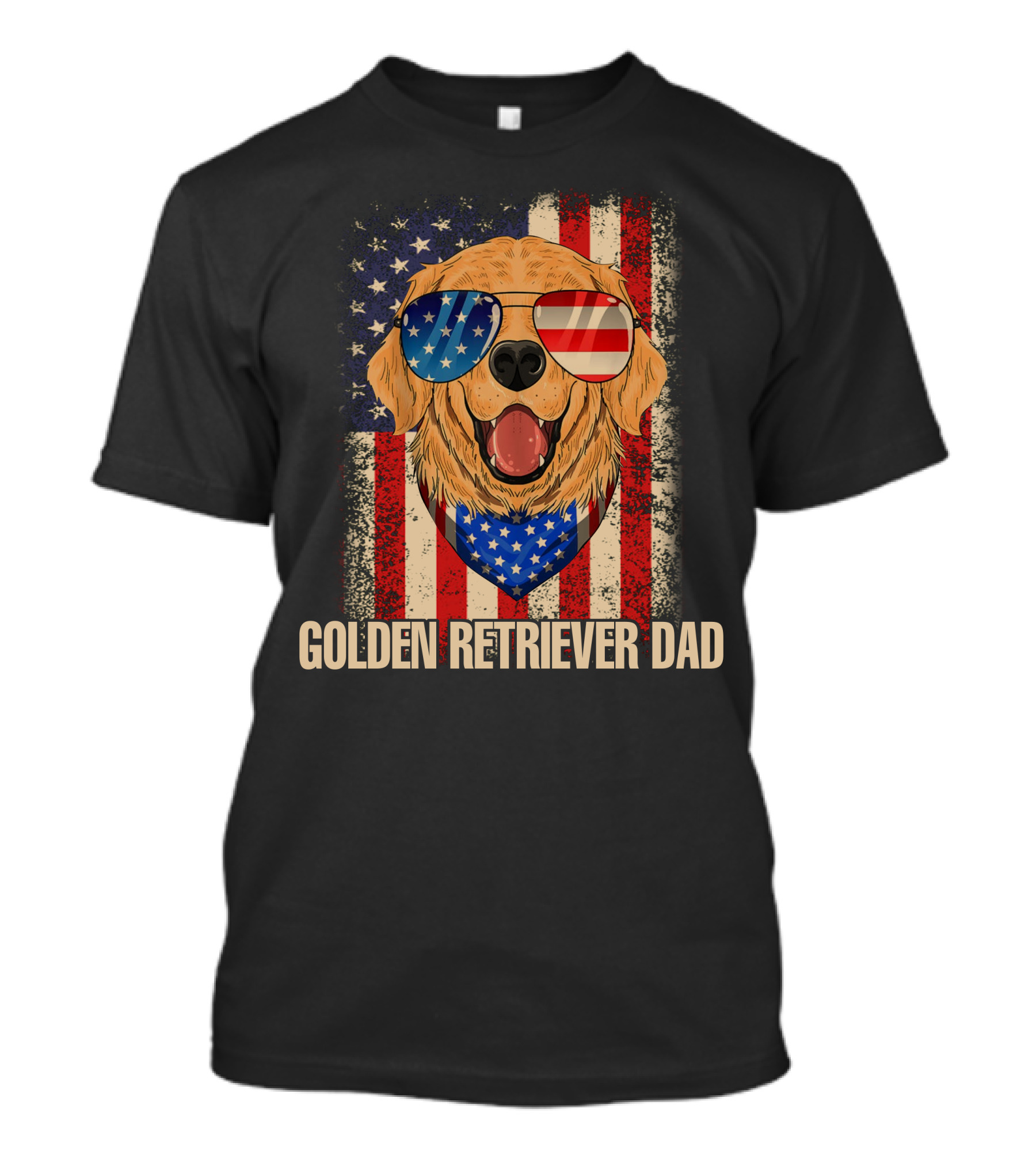 GOLDEN RETRIEVER DAD AMERICAN FLAG PATRIOTIC 4TH OF JULY T-Shirt