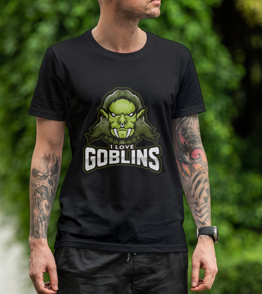 I Love Goblins Green Monster Face T-Shirt