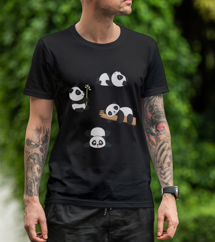Kids Adorable Sleeping And Playing Panda T-Shirt