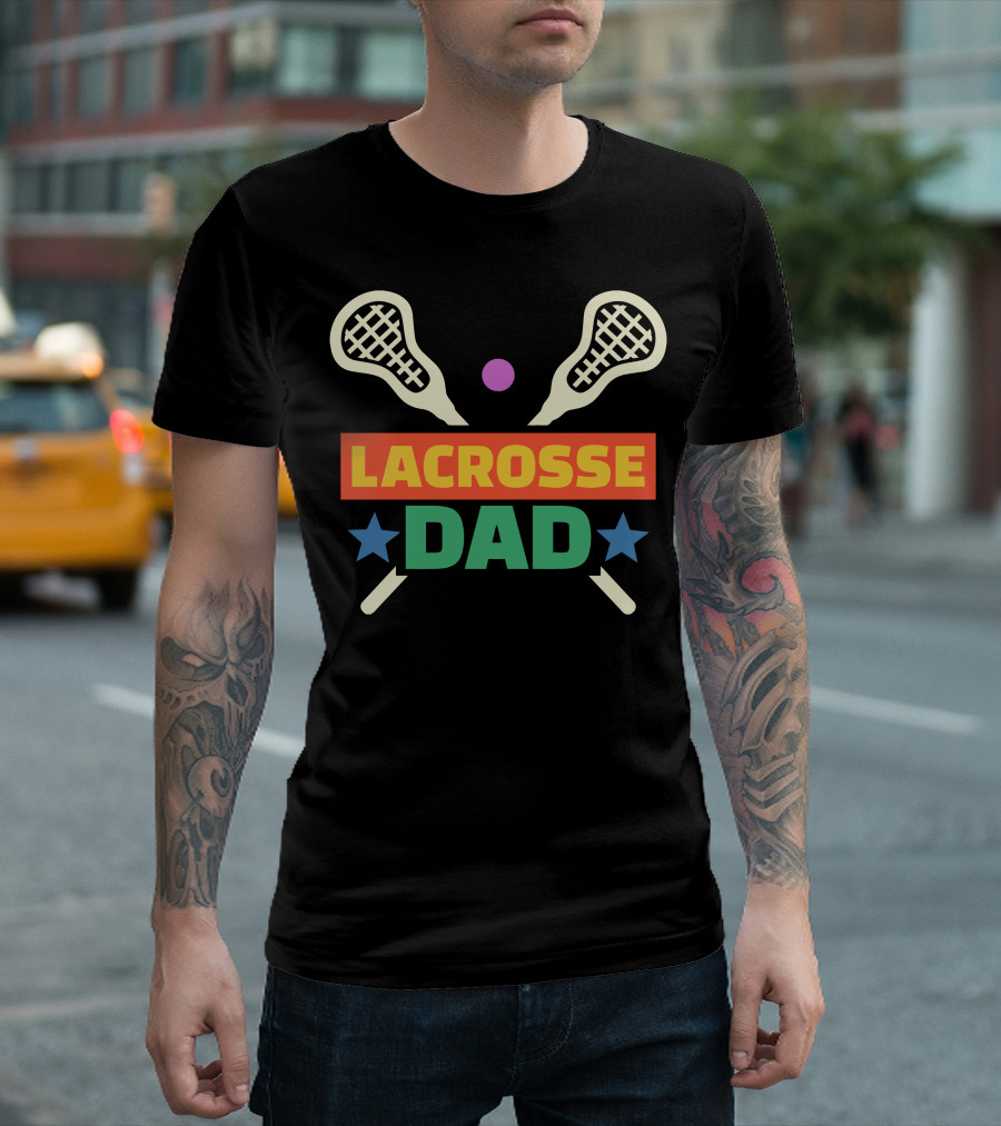 Lacrosse Dad Crossed Sticks and Stars T-Shirt