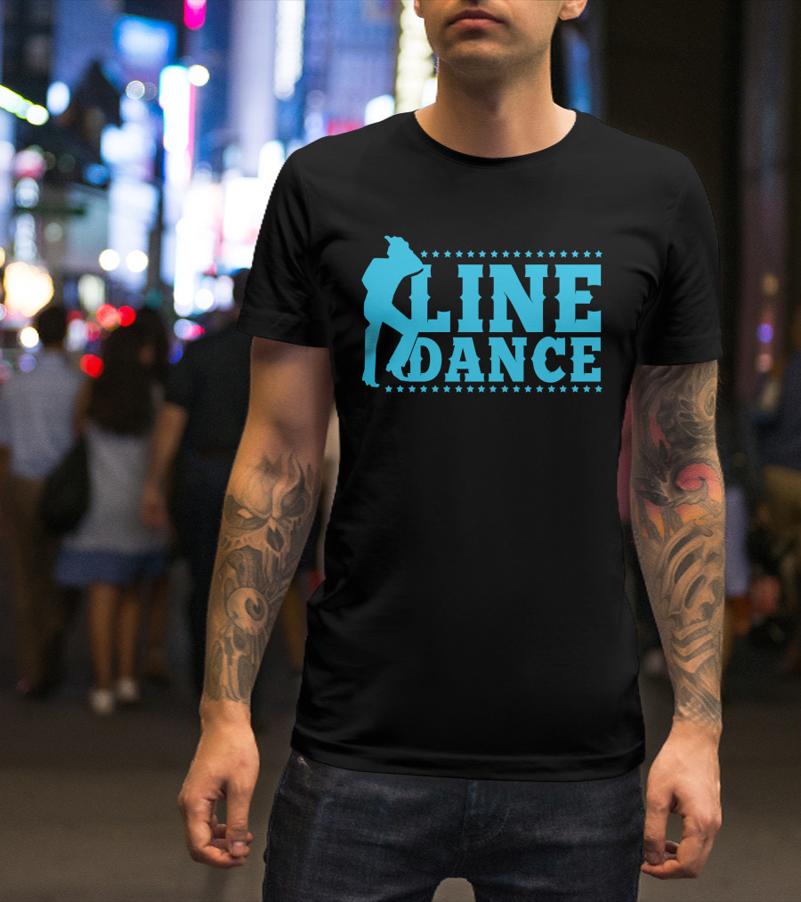 Line Dance Country Western Silhouette With Stars T-Shirt