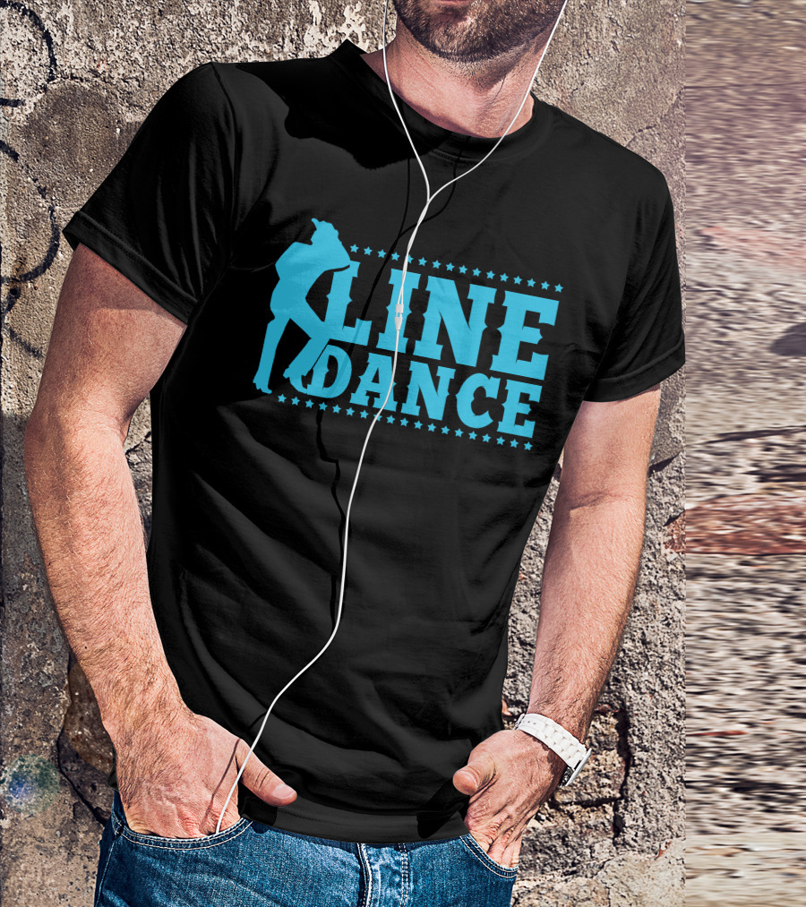 Line Dance Country Western Silhouette With Stars T-Shirt