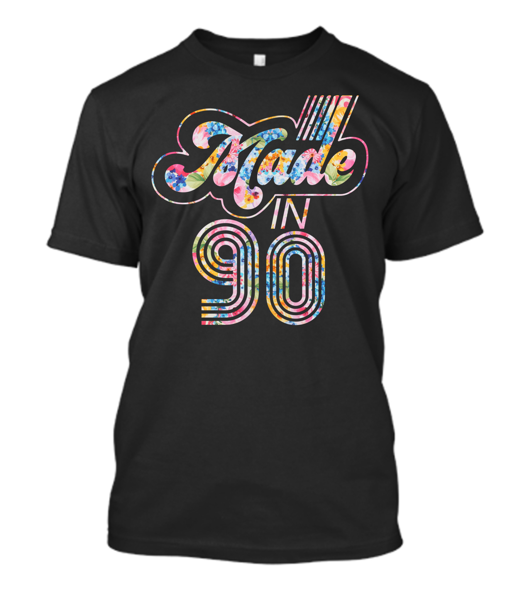 Made In 90 Floral Pattern Vintage T-Shirt