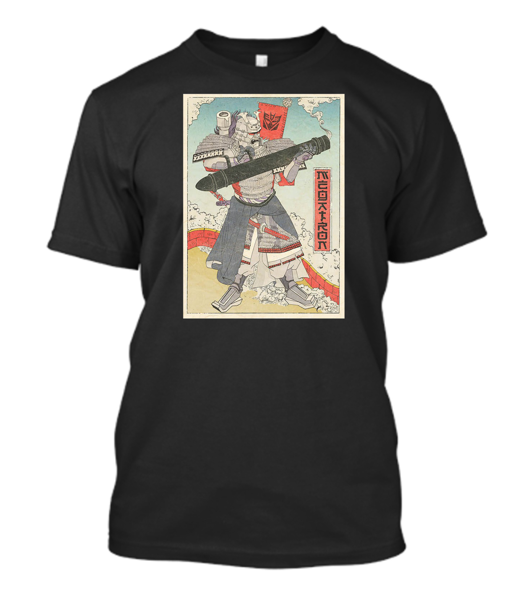 Megatron Samurai Ukiyo-e Decepticon Flag Japan Style Vintage Print T-Shirt