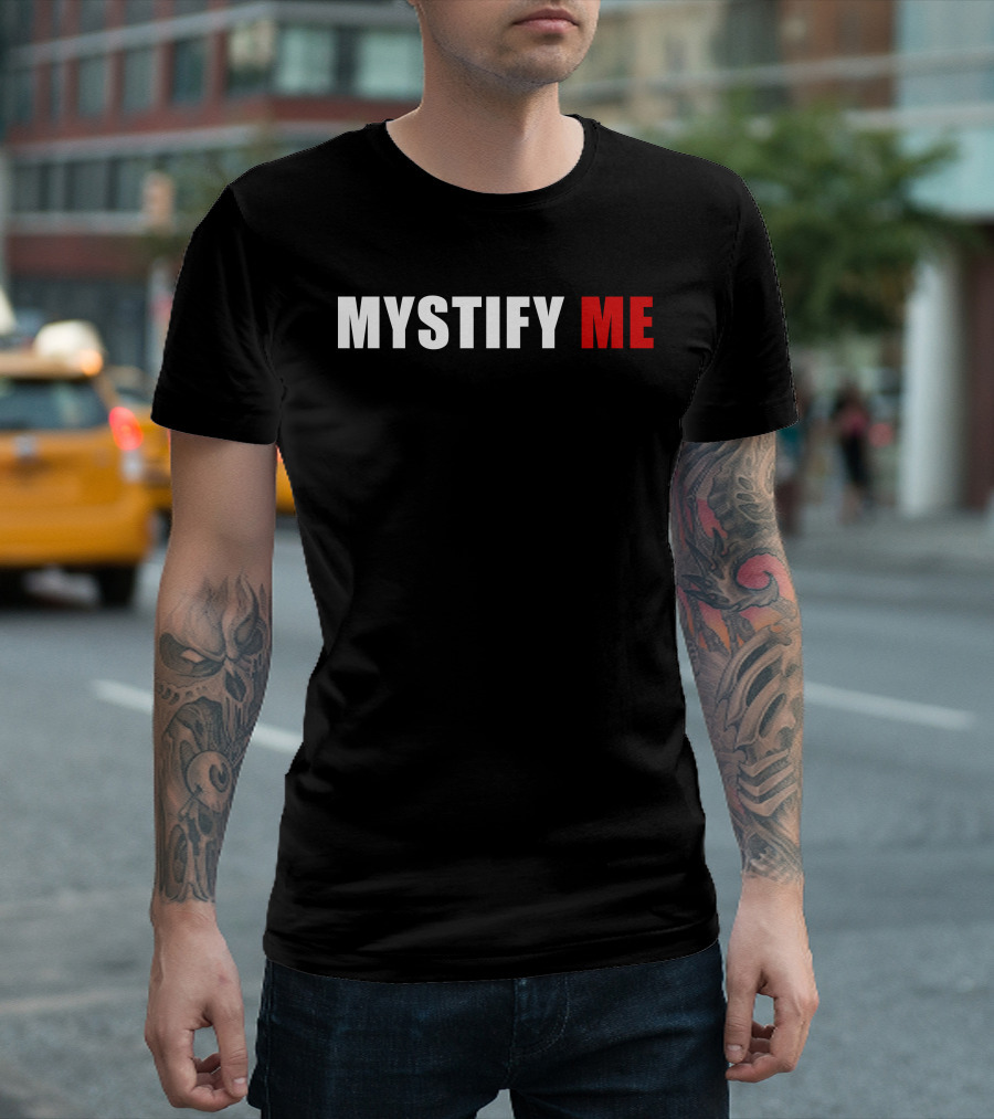 MYSTIFY ME White Text Bold Red Contrast T-Shirt