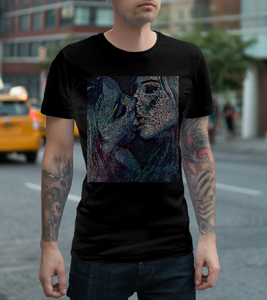 Neon Kiss Abstract Lovers T-Shirt
