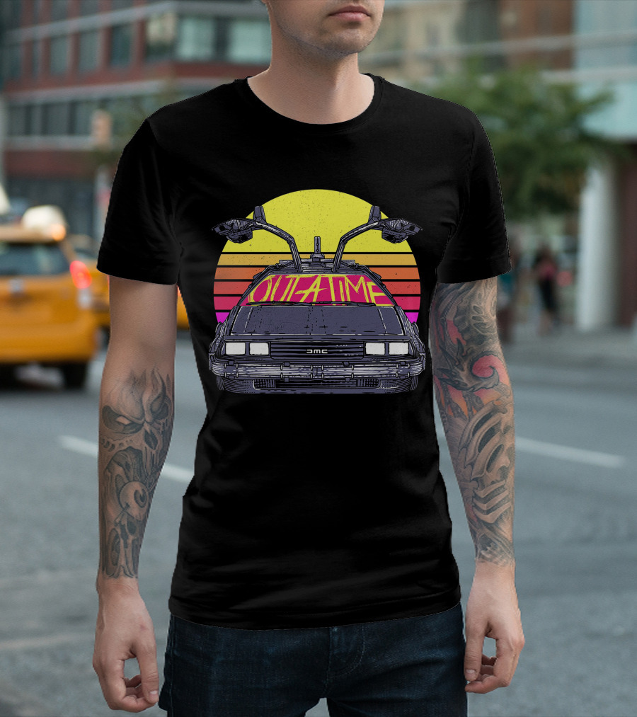 Outatime 80s DeLorean Sunset Vintage Style Retro Car T-Shirt