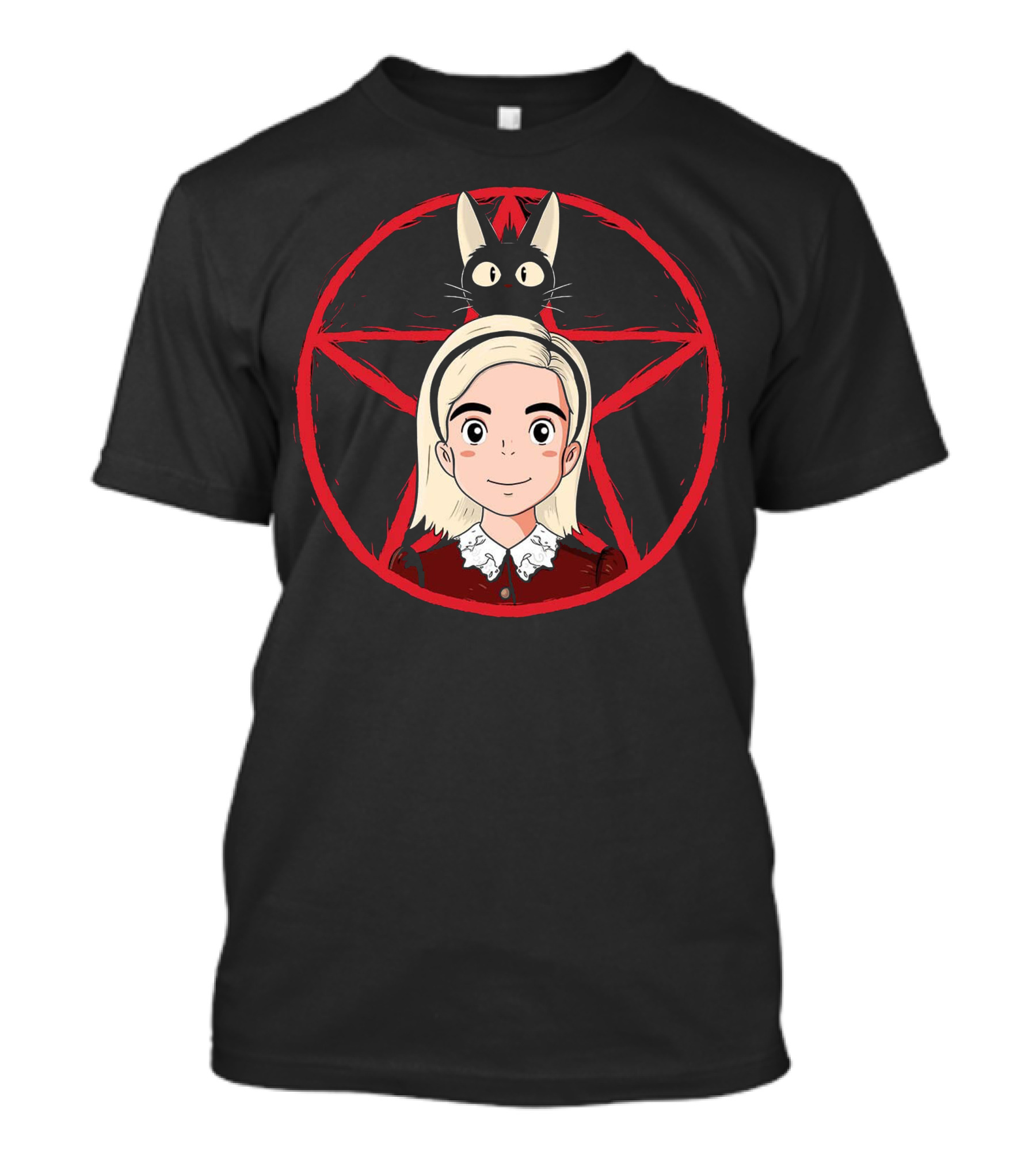 Sabrina Delivery Service Anime Witch Cat Red Pentagram T-Shirt