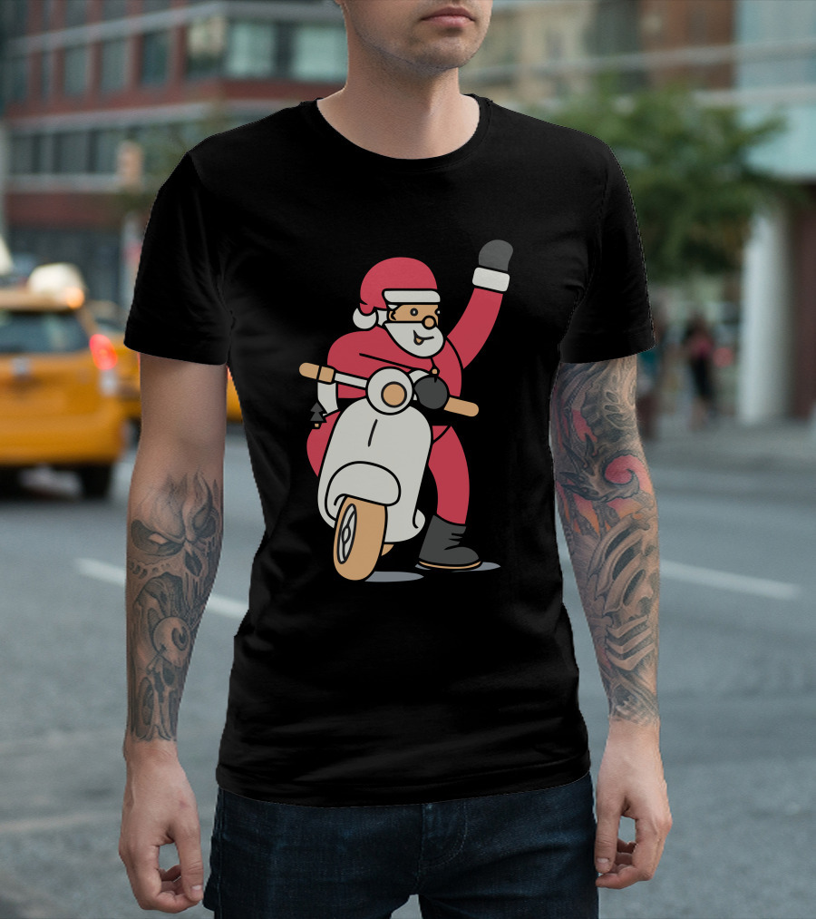 Santa Riding a Scooter T-Shirt
