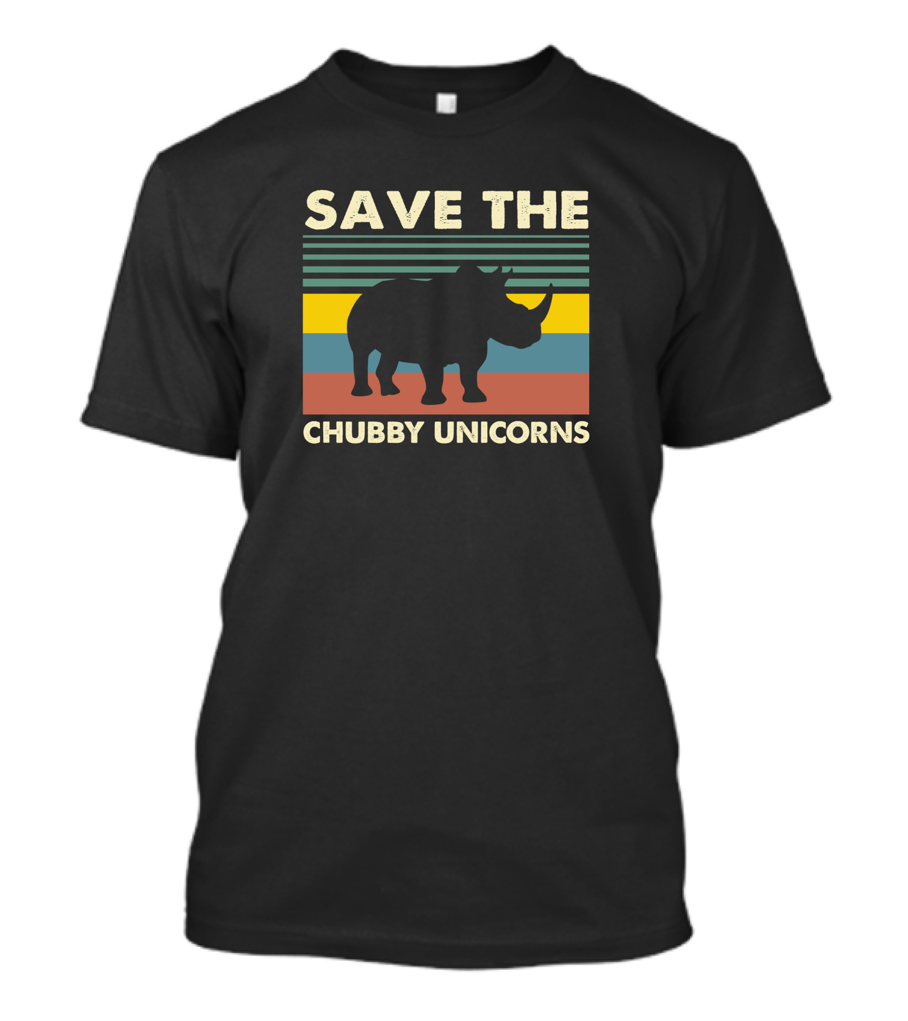 Save The Chubby Unicorns Retro Rhino Conservation T-Shirt
