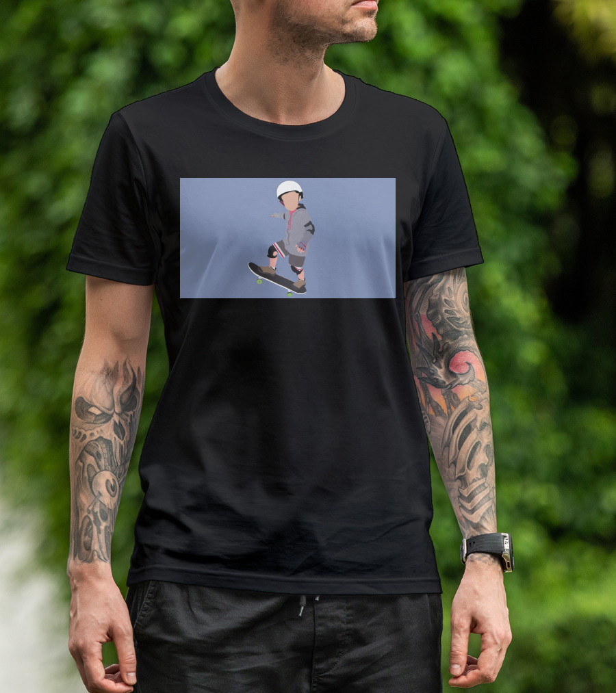 Skateboard Kid In Helmet And Gear T-Shirt