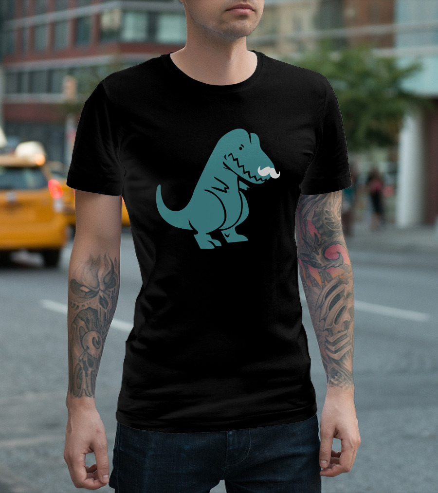 T Rex Dinosaur with Mustache T-Shirt