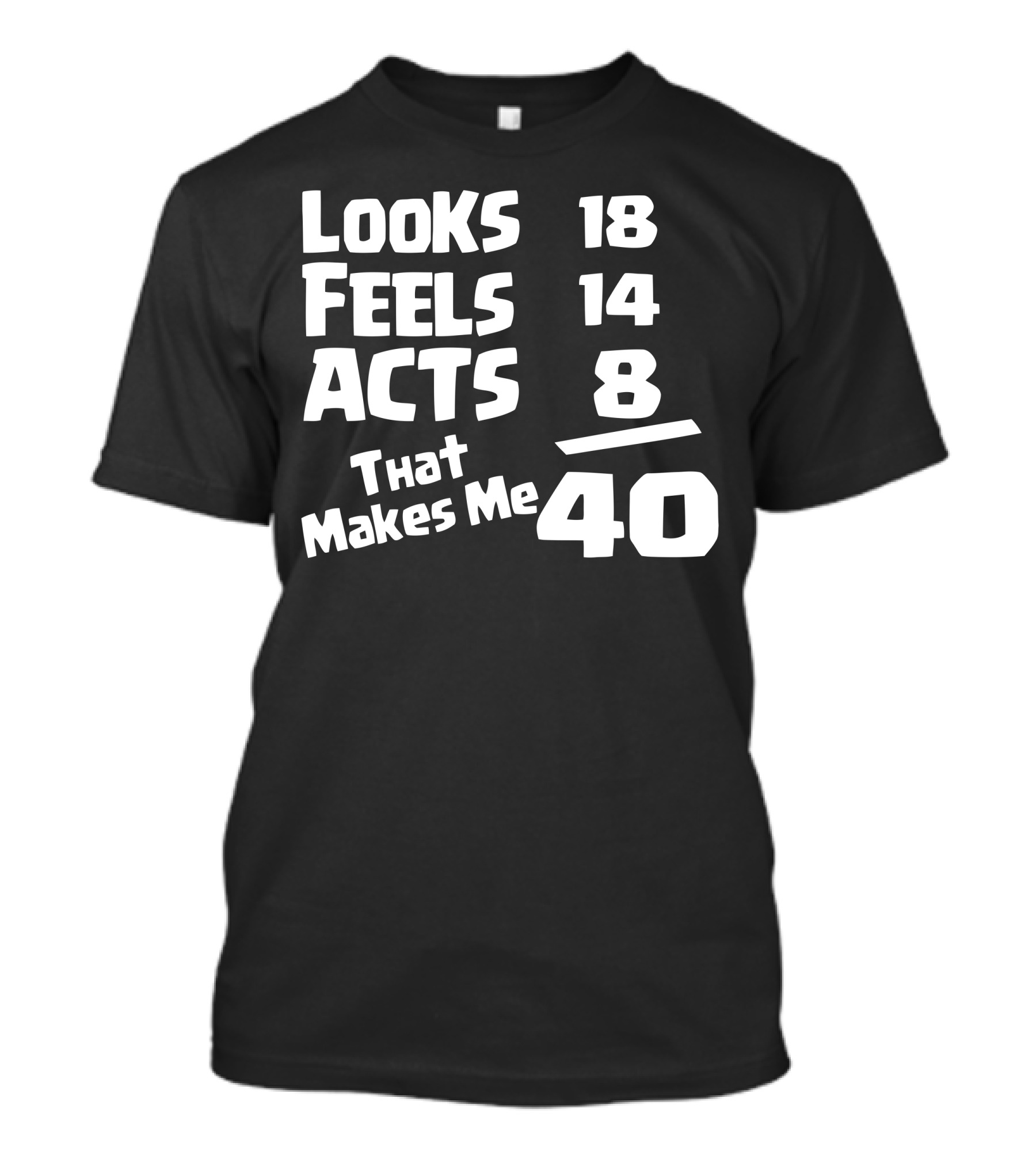 Looks 18 Feels 14 Acts 8 That Makes Me 40 T-Shirt