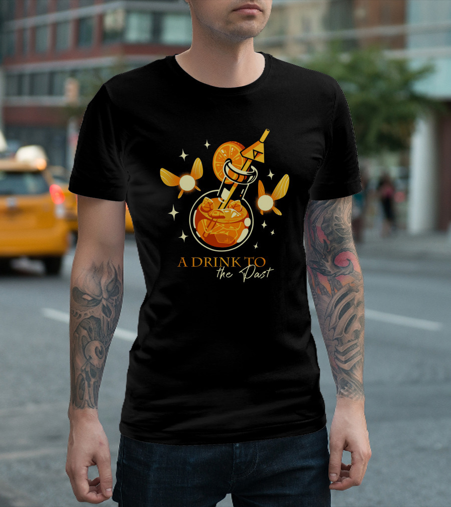 A Drink To The Past Potion Bottle With Fairies And Orange Slice T-Shirt
