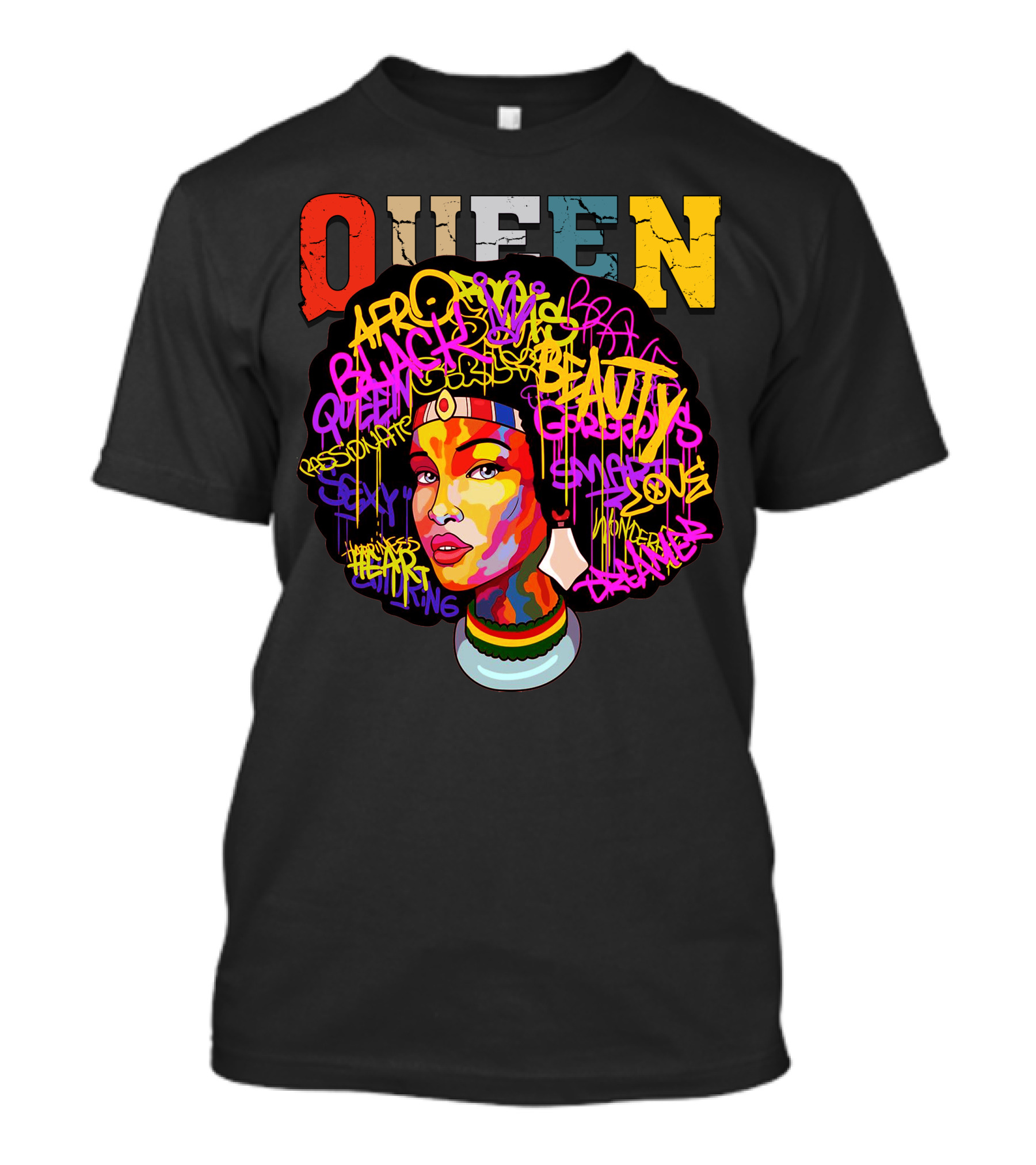 QUEEN Afro Black Beauty Love Soul Power Heart King T-Shirt