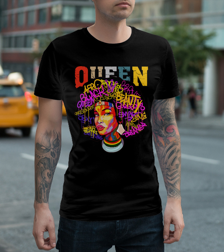 QUEEN Afro Black Beauty Love Soul Power Heart King T-Shirt