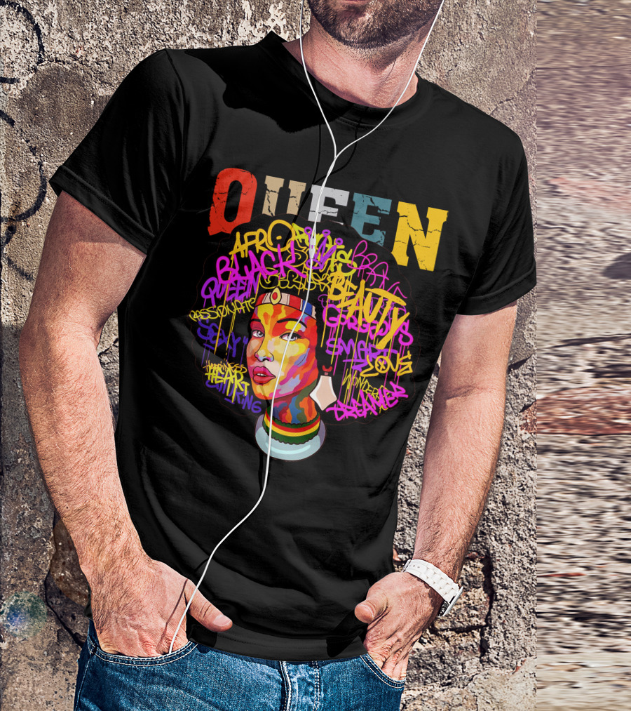 QUEEN Afro Black Beauty Love Soul Power Heart King T-Shirt
