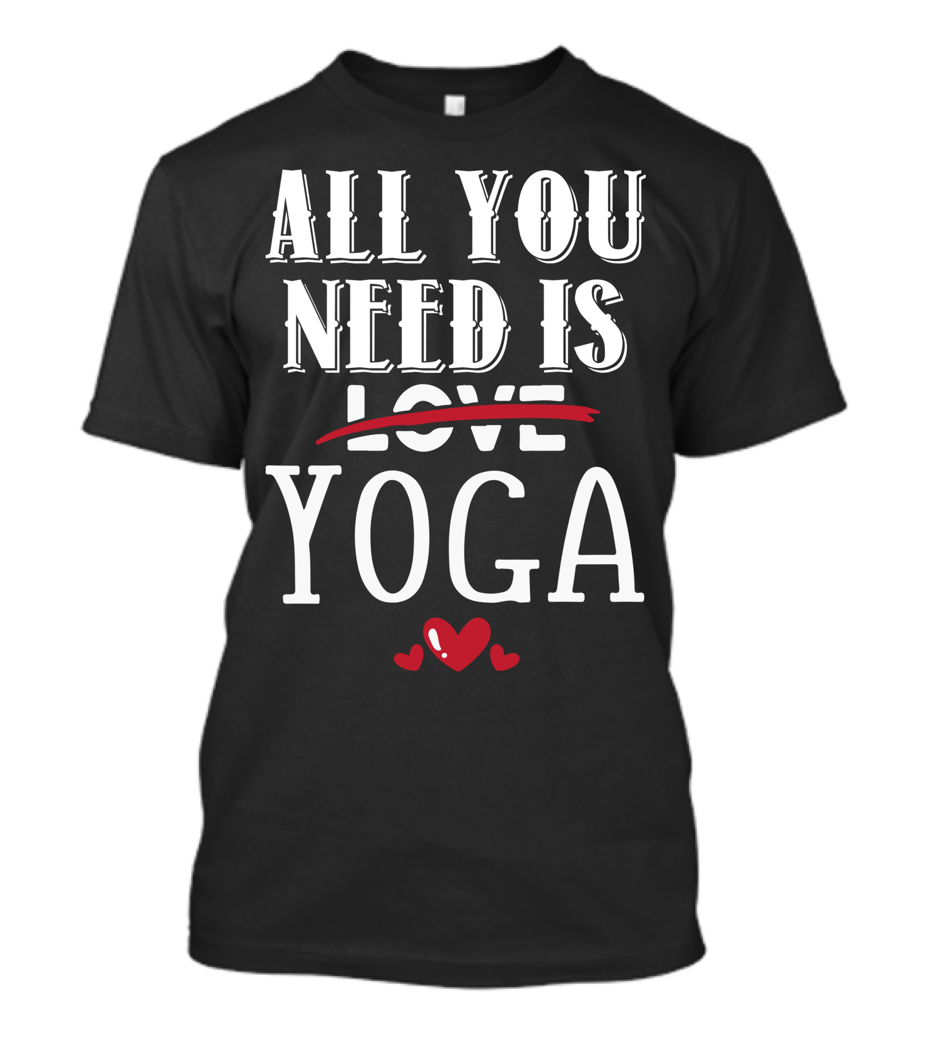 All You Need Is Yoga Love Hearts Dark T-Shirt
