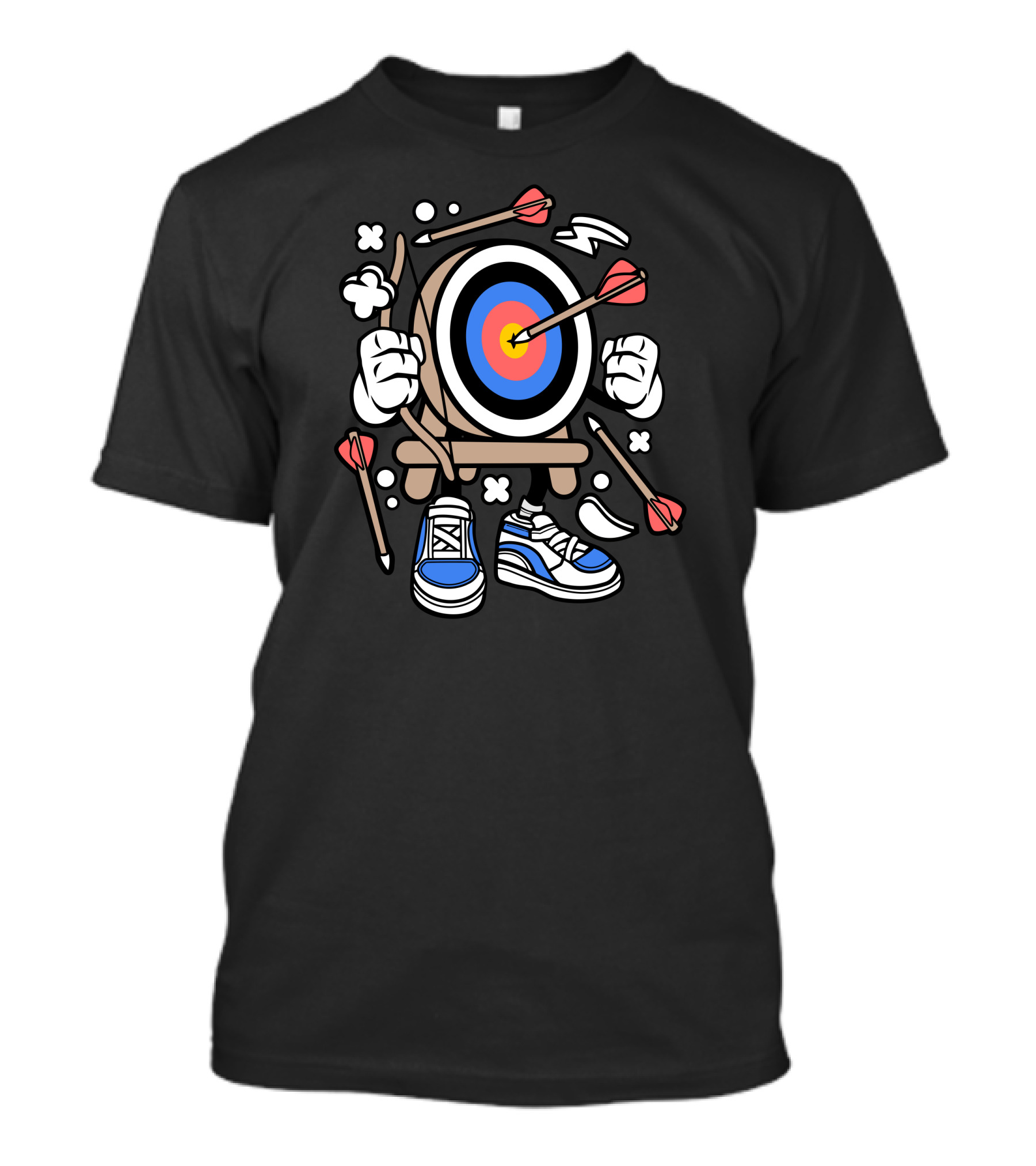 Cartoon Archery Target With Arrows And Sneakers T-Shirt