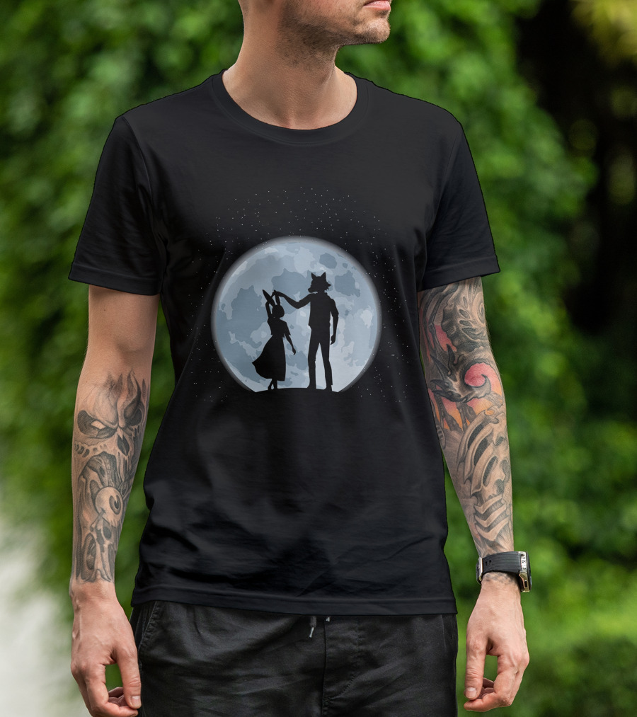 Dancing Silhouettes Under The Full Moon With Starry Night Sky T-Shirt