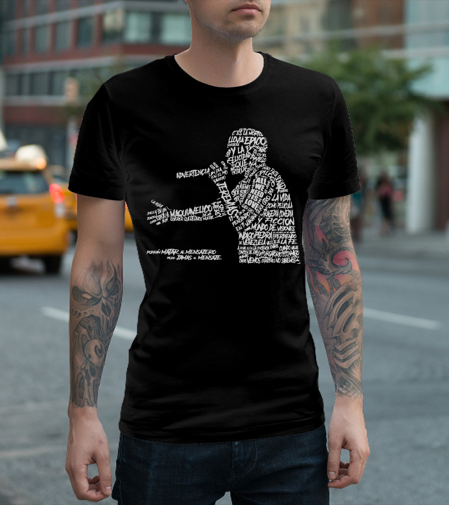 Canserbero Letras Blancas Silueta De Hip Hop Letras Poderosas Y Mensaje Fuerte En Español T-Shirt
