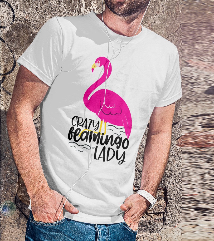 Crazy Flamingo Lady Pink Bird T-Shirt