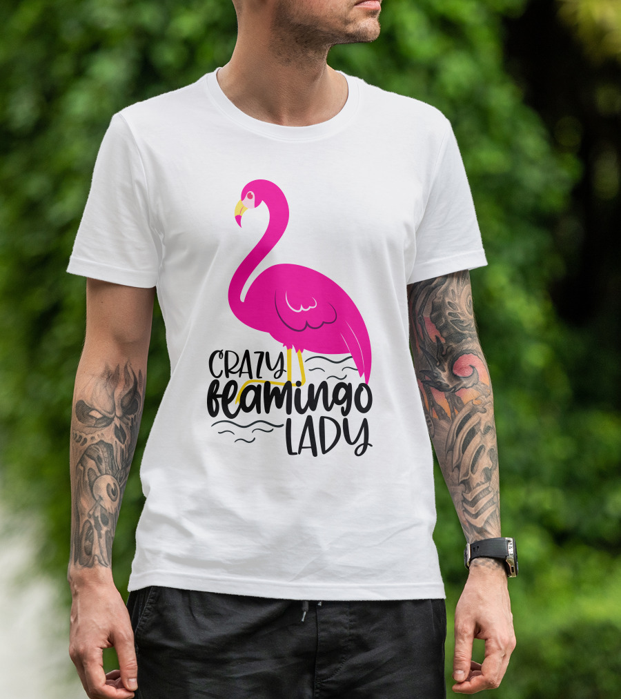 Crazy Flamingo Lady Pink Bird T-Shirt
