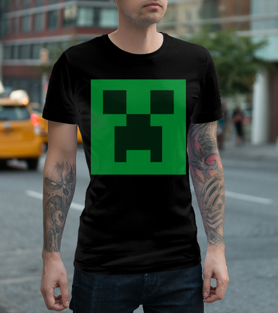 Minecraft Creeper Face Green Block T-Shirt