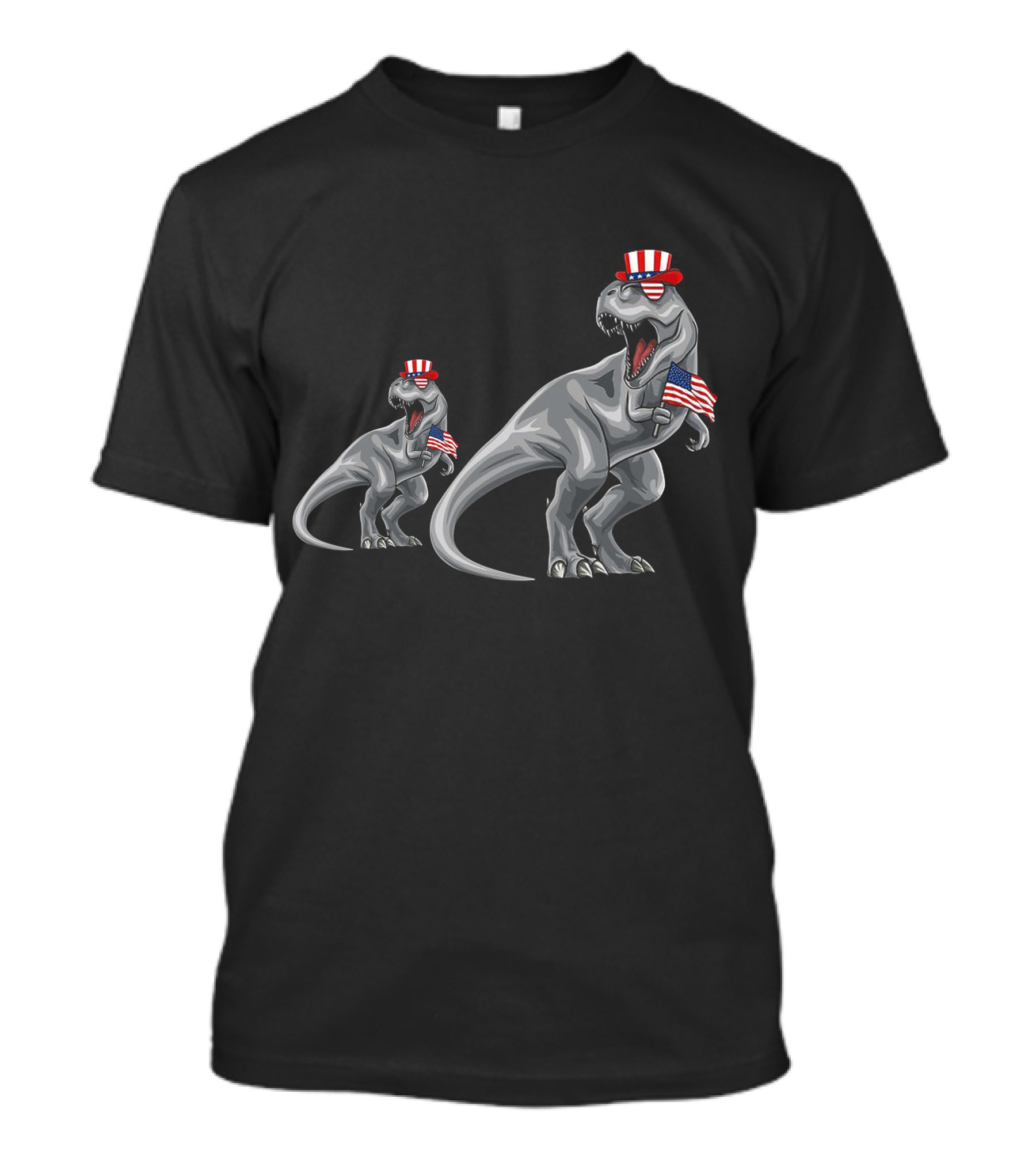 Daddy Dino Patriotic T-Rex With American Flag And Hat T-Shirt