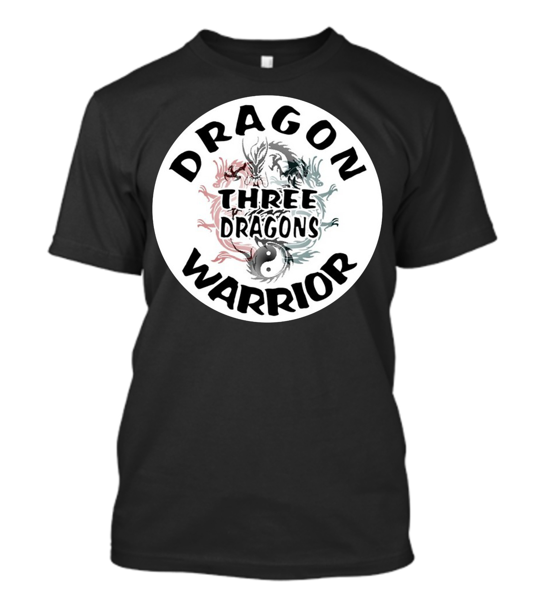 Dragon Warrior Three Dragons Yin Yang Circle T-Shirt